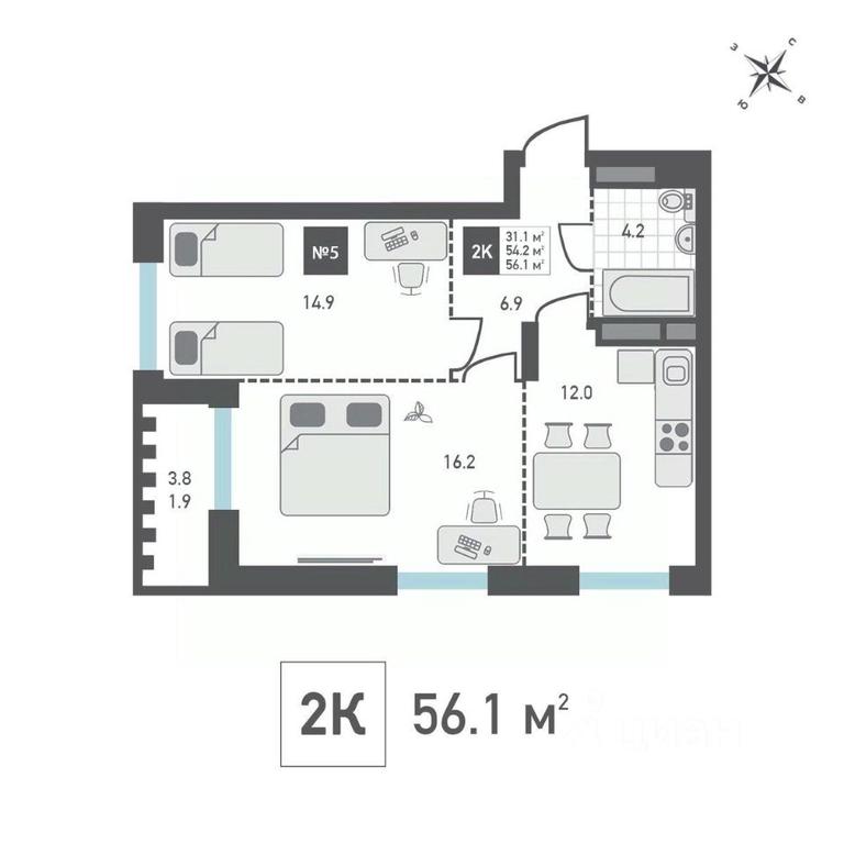 1-BD Apartment Sale, 56.1平方米 at Zelenograd Rivera, ulitsa Lyotchika Polagushina, Zelenograd, Moscow, Russia #1 1-BD Apartment Sale, 56.1平方米 at Zelenograd Rivera, ulitsa Lyotchika Polagushina, Zelenograd, Moscow, Russia #1