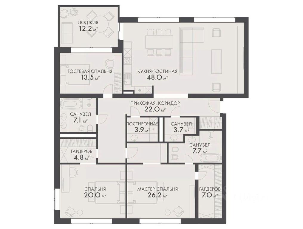 3-BD Apartment Sale, 174平方米 at Vnukovo Country Club (Vnukovo Kantri Klab), Lugovaya ulitsa, derevnya Rogozinino, Pervomayskoye Settlement, Moscow, Russia #1