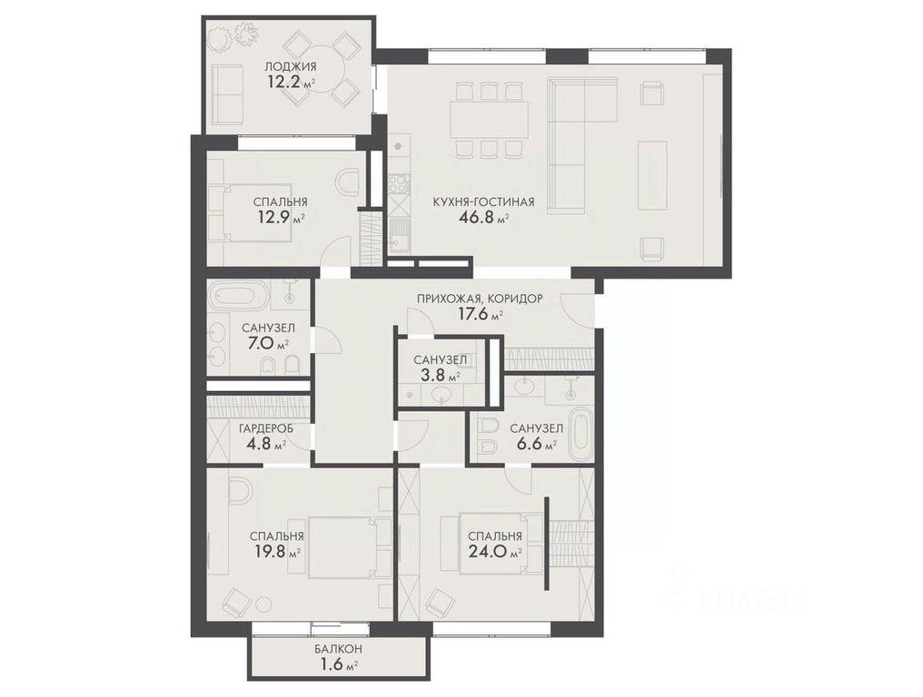 3-BD Apartment Sale, 157.6平方米 at Vnukovo Country Club (Vnukovo Kantri Klab), Lugovaya ulitsa, derevnya Rogozinino, Pervomayskoye Settlement, Moscow, Russia #1