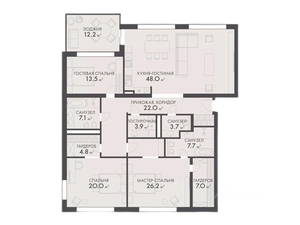 3-BD Apartment Sale, 172.4平方米 at Vnukovo Country Club (Vnukovo Kantri Klab), Lugovaya ulitsa, derevnya Rogozinino, Pervomayskoye Settlement, Moscow, Russia #1