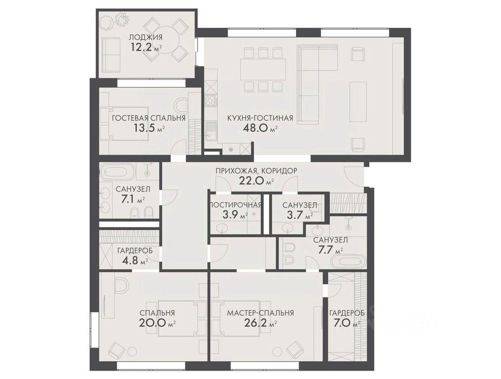 3-BD Apartment Sale, 174平方米 at Vnukovo Country Club (Vnukovo Kantri Klab), Lugovaya ulitsa, derevnya Rogozinino, Pervomayskoye Settlement, Moscow, Russia #1