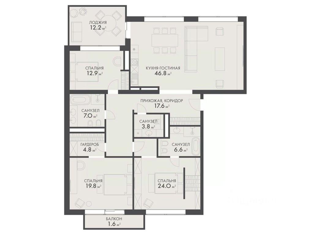 3-BD Apartment Sale, 157.6 sq. m. at Vnukovo Country Club (Vnukovo Kantri Klab), Lugovaya ulitsa, derevnya Rogozinino, Pervomayskoye Settlement, Moscow, Russia #1