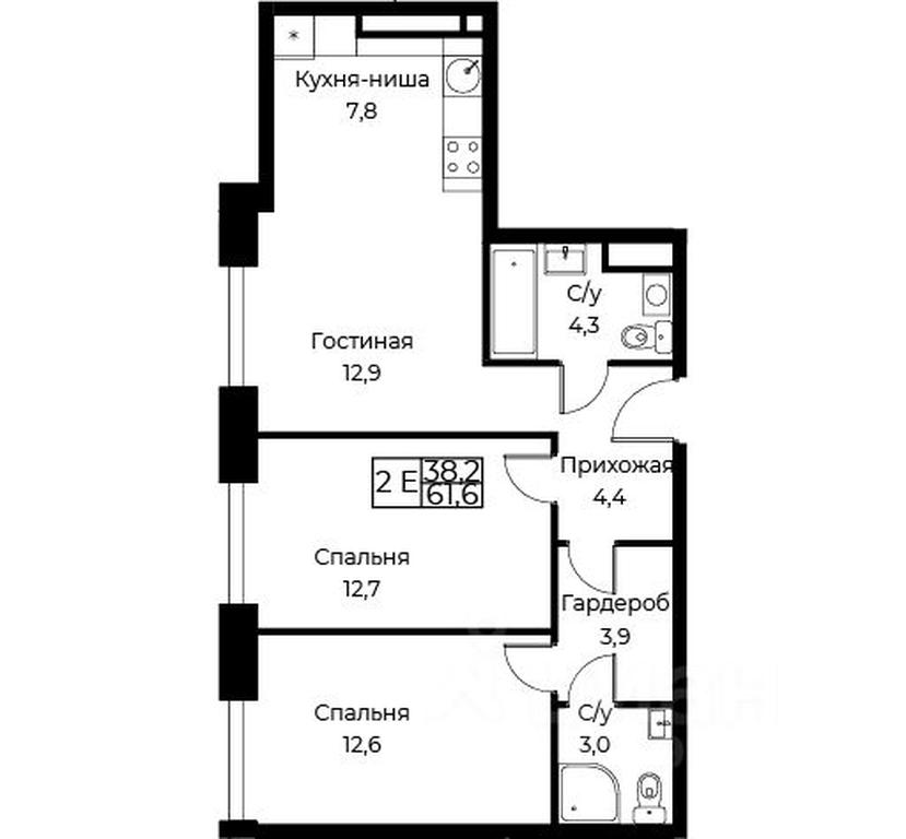1-BD Apartment Sale, 61.6 sq. m. at Kompleks apartamentov AIST RESIDENCE (Aist Rezidens), Namyotkina Street, 10Д, Moscow, Russia #1