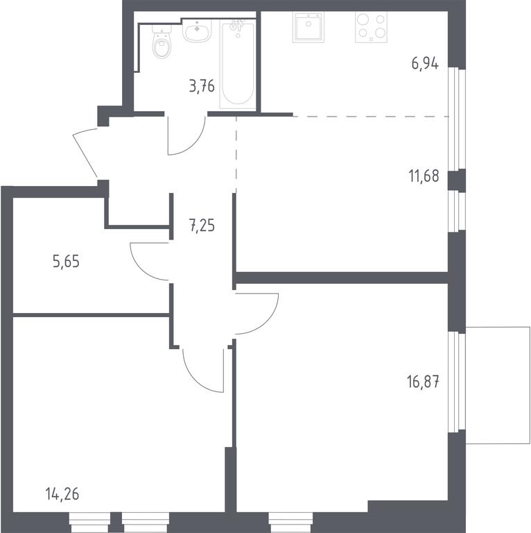 1-BD Apartment Sale, 66.41 sq. m. at Ostafevo, Ostafyevskoe Highway, 12к1, Ryazanovskoe Settlement, Moscow, Russia #1