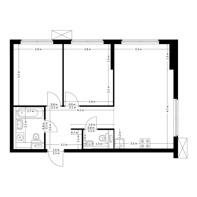 2-BD Apartment Sale, 55.7 sq. m. at Bolshaya Akademicheskaya 85, 3rd Nizhnelikhoborsky Drive, 1с16, Moscow, Russia #1