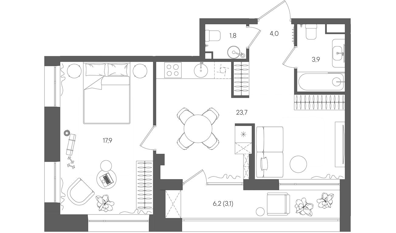 1-BD Apartment Sale, 54.4平方米 at Rise, ZhK Stoun Rays, Lefortovo District, Yugo-Vostochniy Administrative Okrug, Moscow, Russia #1 1-BD Apartment Sale, 54.4平方米 at Rise, ZhK Stoun Rays, Lefortovo District, Yugo-Vostochniy Administrative Okrug, Moscow, Russia #1