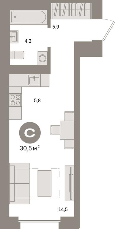 Apartment Sale, 30.5 sq. m. at Kvartal Metronom, Tagilskaya Street, Moscow, Russia #1
