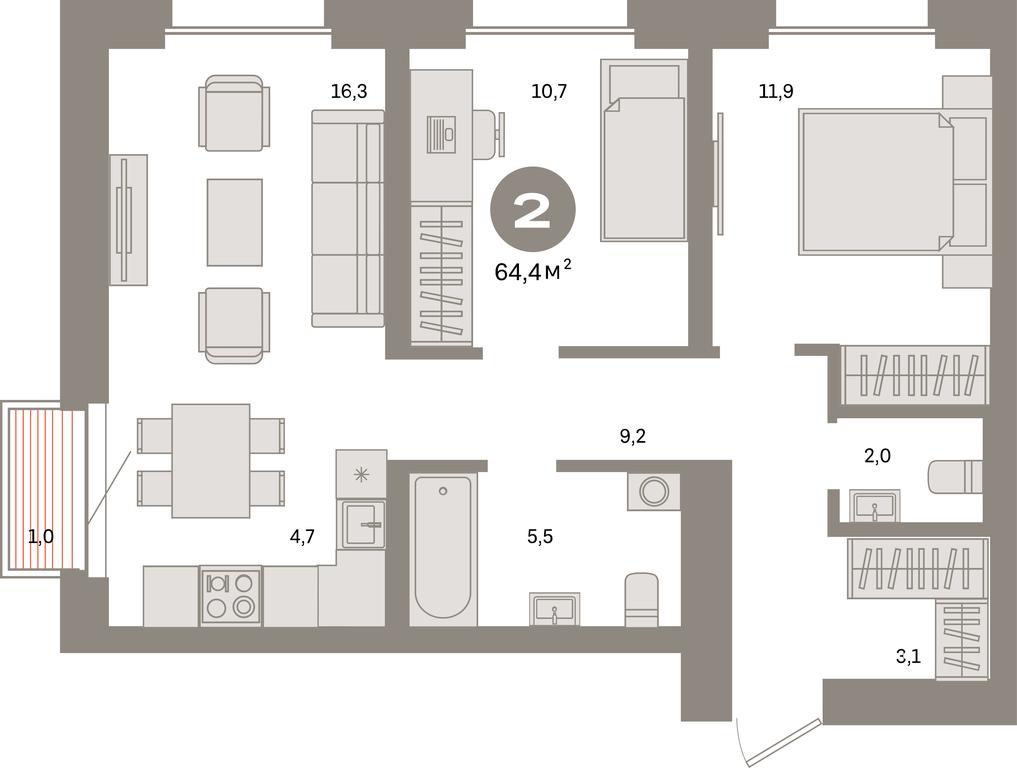 2-BD Apartment Sale, 64.4 sq. m. at Kvartal Metronom, Tagilskaya Street, Moscow, Russia #1 2-BD Apartment Sale, 64.4 sq. m. at Kvartal Metronom, Tagilskaya Street, Moscow, Russia #1
