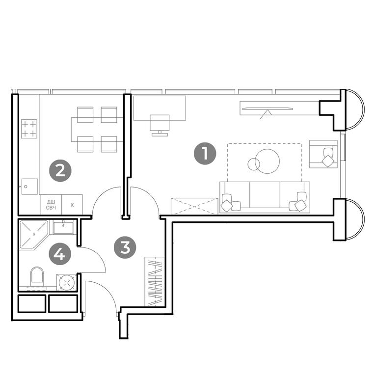 1-BD Apartment Sale, 41.7平方米 at Nametkin Tower, Namyotkina Street, 10А, Moscow, Russia #1