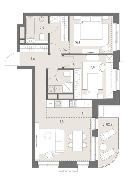 3-BD Apartment Sale, 71.6 sq. m. at Rodina Park, Vereyskaya Street, 12, Moscow, Russia #1 3-BD Apartment Sale, 71.6 sq. m. at Rodina Park, Vereyskaya Street, 12, Moscow, Russia #1