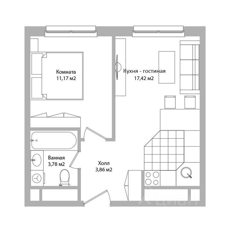 1-BD Apartment Sale, 36.2平方米 at po ul. Sukromka, Sukromka Street, Mytischi, Moscow Region, Russia #1