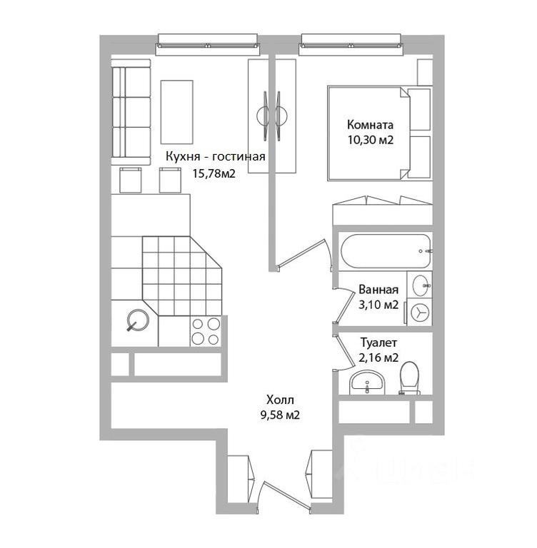 1-BD Apartment Sale, 40.9平方米 at po ul. Sukromka, Sukromka Street, Mytischi, Moscow Region, Russia #1