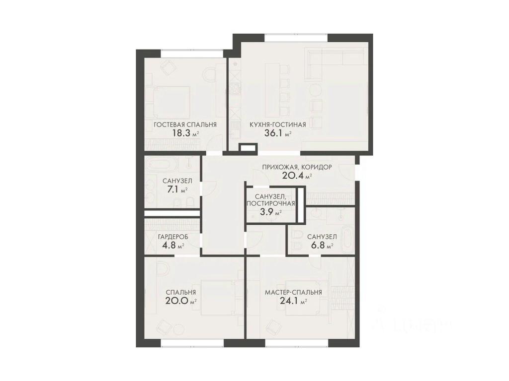 3-BD Apartment Sale, 141.4平方米 at Vnukovo Country Club (Vnukovo Kantri Klab), Lugovaya ulitsa, derevnya Rogozinino, Pervomayskoye Settlement, Moscow, Russia #1