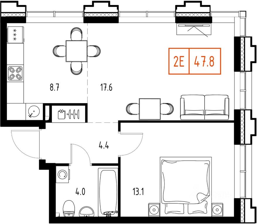 1-BD Apartment Sale, 47.8 sq. m. at Skolkovo ONE, Zarechnaya ulitsa, rabochiy posyolok Zarechye, Odintsovskiy Urban District, Moscow Region, Russia #1 1-BD Apartment Sale, 47.8 sq. m. at Skolkovo ONE, Zarechnaya ulitsa, rabochiy posyolok Zarechye, Odintsovskiy Urban District, Moscow Region, Russia #1