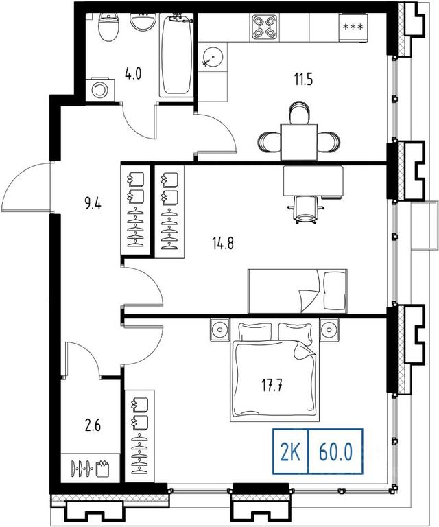 1-BD Apartment Sale, 60 sq. m. at Skolkovo ONE, Zarechnaya ulitsa, rabochiy posyolok Zarechye, Odintsovskiy Urban District, Moscow Region, Russia #1