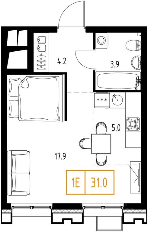 Apartment Sale, 31平方米 at Skolkovo ONE, Zarechnaya ulitsa, rabochiy posyolok Zarechye, Odintsovskiy Urban District, Moscow Region, Russia #1