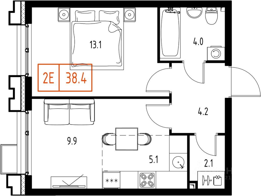 Apartment Sale, 38.4 sq. m. at Skolkovo ONE, Zarechnaya ulitsa, rabochiy posyolok Zarechye, Odintsovskiy Urban District, Moscow Region, Russia #1 Apartment Sale, 38.4 sq. m. at Skolkovo ONE, Zarechnaya ulitsa, rabochiy posyolok Zarechye, Odintsovskiy Urban District, Moscow Region, Russia #1