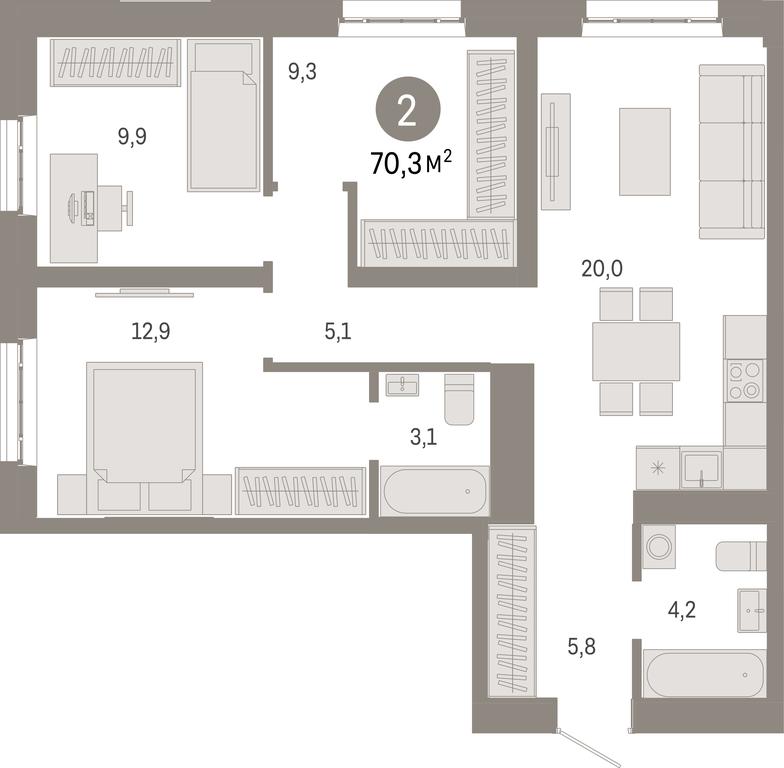 3-BD Apartment Sale, 70.3 sq. m. at Kvartal Metronom, Tagilskaya Street, Moscow, Russia #1 3-BD Apartment Sale, 70.3 sq. m. at Kvartal Metronom, Tagilskaya Street, Moscow, Russia #1