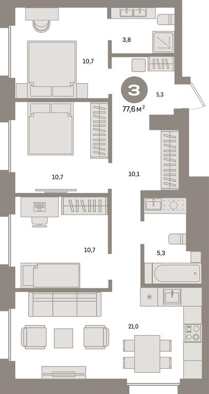 3-BD Apartment Sale, 77.6 sq. m. at Kvartal Metronom, Tagilskaya Street, Moscow, Russia #1 3-BD Apartment Sale, 77.6 sq. m. at Kvartal Metronom, Tagilskaya Street, Moscow, Russia #1