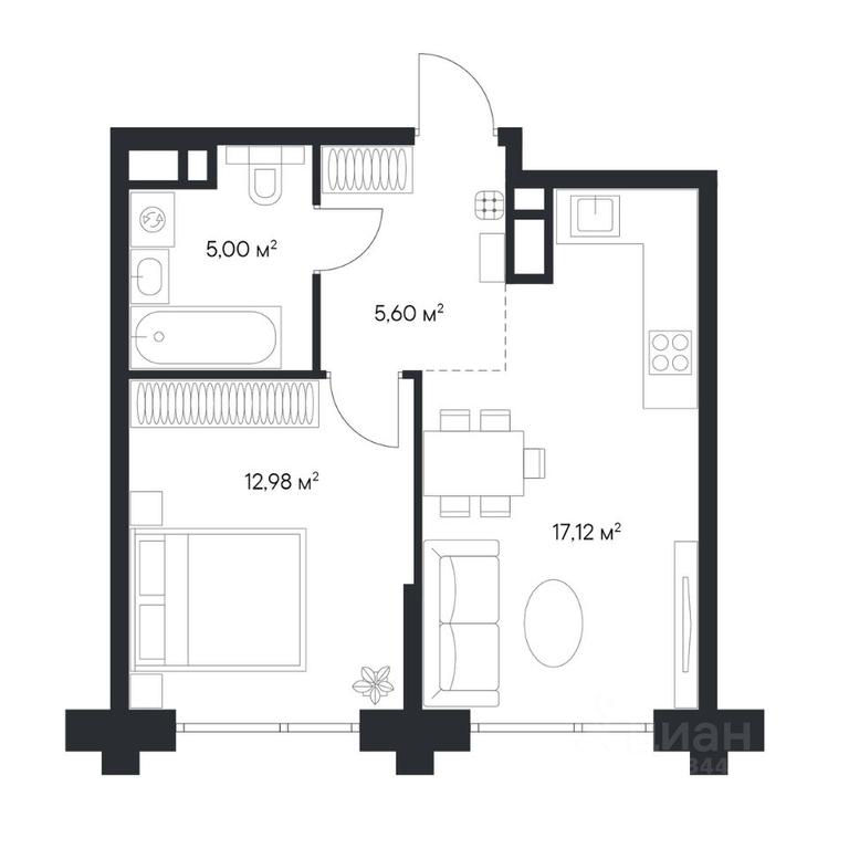 Apartment Sale, 40.2 sq. m. at 1-y Nagatinskiy, Nagatinskaya Street, Moscow, Russia #1