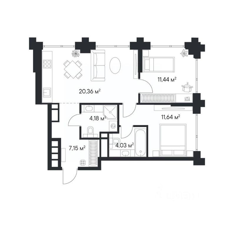 1-BD Apartment Sale, 58.8 sq. m. at 1-y Nagatinskiy, Nagatinskaya Street, Moscow, Russia #1 1-BD Apartment Sale, 58.8 sq. m. at 1-y Nagatinskiy, Nagatinskaya Street, Moscow, Russia #1