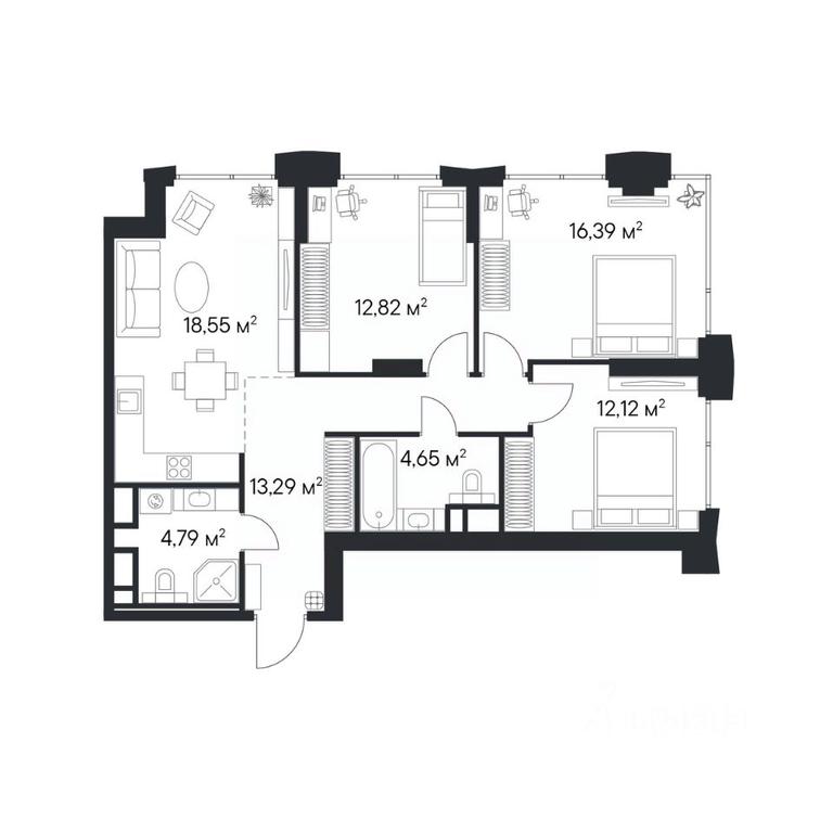 2-BD Apartment Sale, 82.61 sq. m. at 1-y Nagatinskiy, Nagatinskaya Street, Moscow, Russia #1 2-BD Apartment Sale, 82.61 sq. m. at 1-y Nagatinskiy, Nagatinskaya Street, Moscow, Russia #1