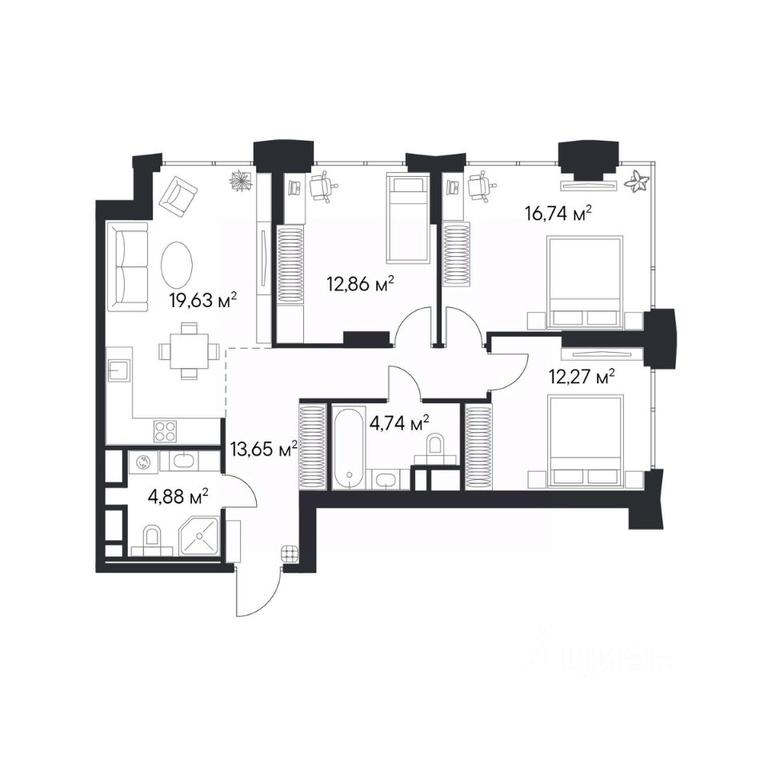 2-BD Apartment Sale, 84.77平方米 at 1-y Nagatinskiy, Nagatinskaya Street, Moscow, Russia #1 2-BD Apartment Sale, 84.77平方米 at 1-y Nagatinskiy, Nagatinskaya Street, Moscow, Russia #1
