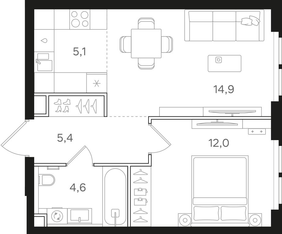 1-BD Apartment Sale, 42 sq. m. at Mangazeja v Bogorodskom, Ivanteyevskaya Street, 25к1, Moscow, Russia #1