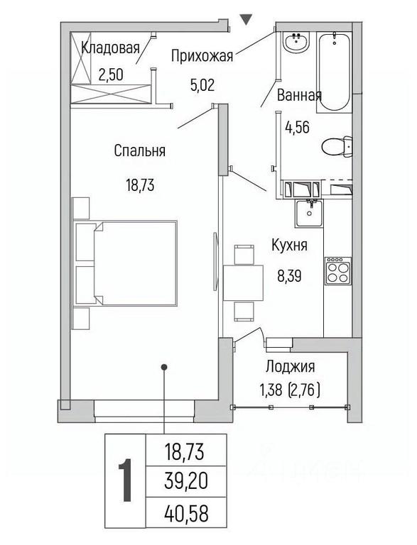 Apartment Sale, 40.58 sq. m. at Бузланово, Krasnogorsk Urban District, Moscow Region, Russia #1
