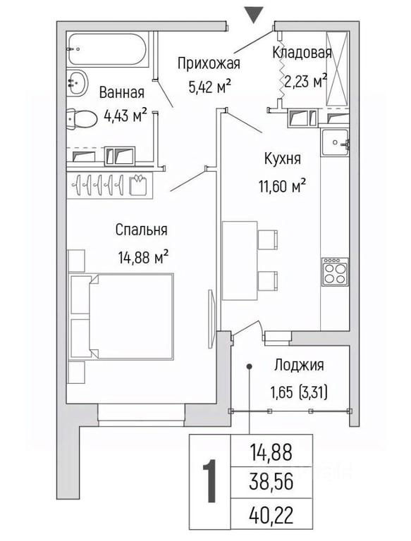 Apartment Sale, 40.22平方米 at Бузланово, Krasnogorsk Urban District, Moscow Region, Russia #1