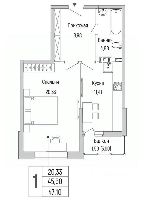 Apartment Sale, 47.1平方米 at Бузланово, Krasnogorsk Urban District, Moscow Region, Russia #1 Apartment Sale, 47.1平方米 at Бузланово, Krasnogorsk Urban District, Moscow Region, Russia #1
