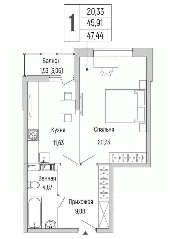Apartment Sale, 47.44平方米 at Бузланово, Krasnogorsk Urban District, Moscow Region, Russia #1 Apartment Sale, 47.44平方米 at Бузланово, Krasnogorsk Urban District, Moscow Region, Russia #1