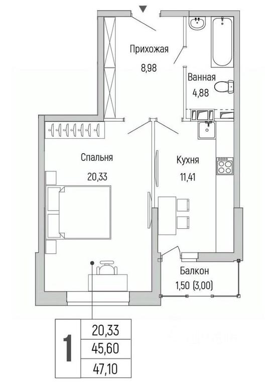 Apartment Sale, 47.1平方米 at Бузланово, Krasnogorsk Urban District, Moscow Region, Russia #1 Apartment Sale, 47.1平方米 at Бузланово, Krasnogorsk Urban District, Moscow Region, Russia #1