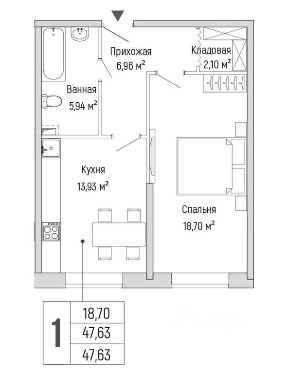 Apartment Sale, 47.63平方米 at Бузланово, Krasnogorsk Urban District, Moscow Region, Russia #1