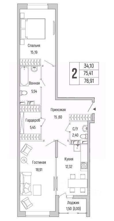 1-BD Apartment Sale, 76.91平方米 at Бузланово, Krasnogorsk Urban District, Moscow Region, Russia #1 1-BD Apartment Sale, 76.91平方米 at Бузланово, Krasnogorsk Urban District, Moscow Region, Russia #1