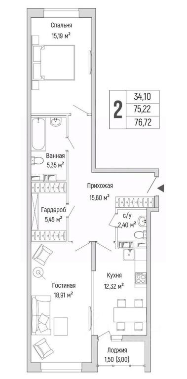 1-BD Apartment Sale, 76.72平方米 at Бузланово, Krasnogorsk Urban District, Moscow Region, Russia #1 1-BD Apartment Sale, 76.72平方米 at Бузланово, Krasnogorsk Urban District, Moscow Region, Russia #1
