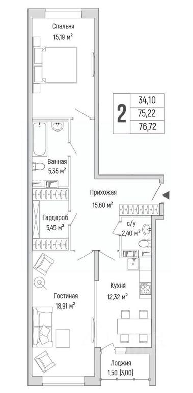 1-BD Apartment Sale, 76.72平方米 at Бузланово, Krasnogorsk Urban District, Moscow Region, Russia #1 1-BD Apartment Sale, 76.72平方米 at Бузланово, Krasnogorsk Urban District, Moscow Region, Russia #1