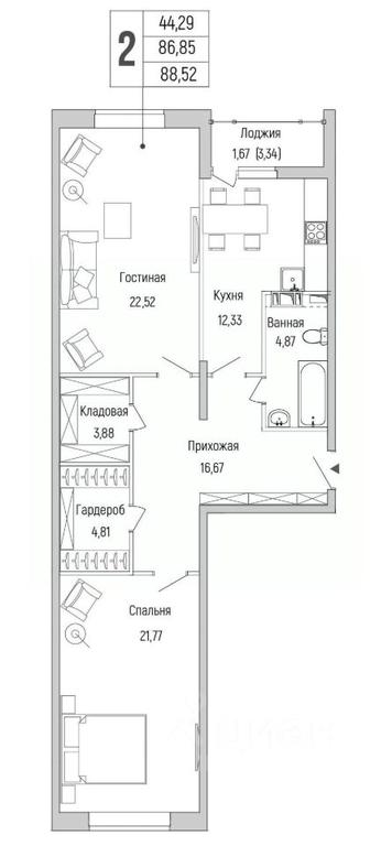 1-BD Apartment Sale, 88.52 sq. m. at Бузланово, Krasnogorsk Urban District, Moscow Region, Russia #1 1-BD Apartment Sale, 88.52 sq. m. at Бузланово, Krasnogorsk Urban District, Moscow Region, Russia #1