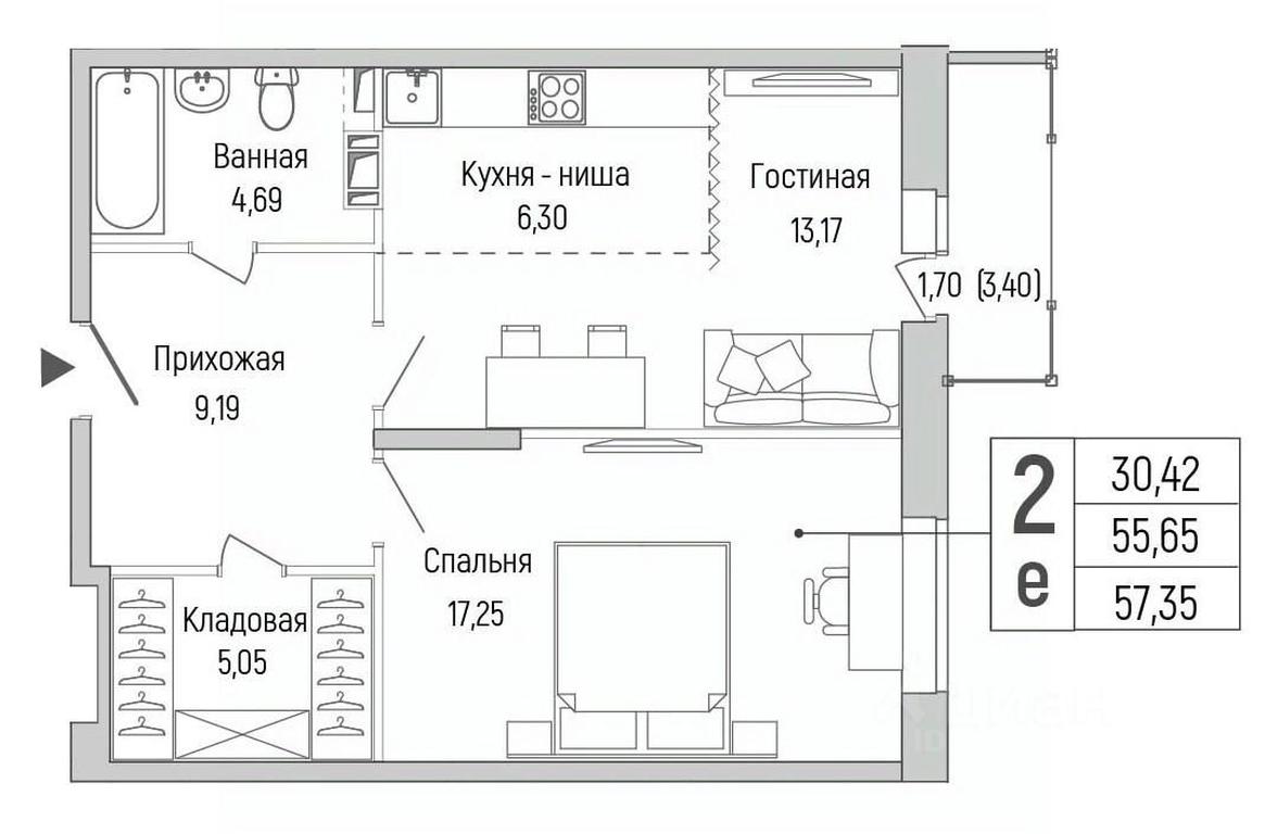 1-BD Apartment Sale, 57.35平方米 at Бузланово, Krasnogorsk Urban District, Moscow Region, Russia #1 1-BD Apartment Sale, 57.35平方米 at Бузланово, Krasnogorsk Urban District, Moscow Region, Russia #1