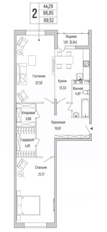 1-BD Apartment Sale, 88.52平方米 at Бузланово, Krasnogorsk Urban District, Moscow Region, Russia #1 1-BD Apartment Sale, 88.52平方米 at Бузланово, Krasnogorsk Urban District, Moscow Region, Russia #1