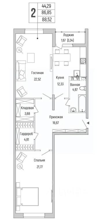1-BD Apartment Sale, 88.52 sq. m. at Бузланово, Krasnogorsk Urban District, Moscow Region, Russia #1 1-BD Apartment Sale, 88.52 sq. m. at Бузланово, Krasnogorsk Urban District, Moscow Region, Russia #1