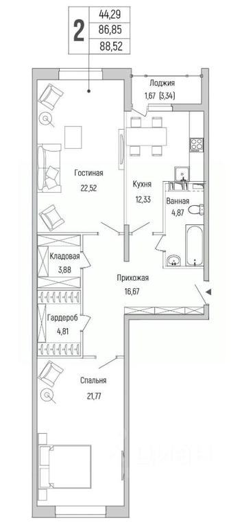 1-BD Apartment Sale, 88.52平方米 at Бузланово, Krasnogorsk Urban District, Moscow Region, Russia #1 1-BD Apartment Sale, 88.52平方米 at Бузланово, Krasnogorsk Urban District, Moscow Region, Russia #1