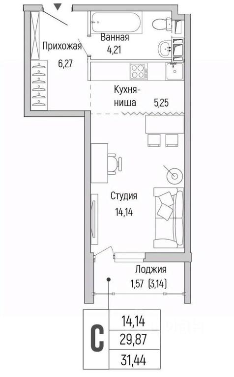 Apartment Sale, 31.44平方米 at Бузланово, Krasnogorsk Urban District, Moscow Region, Russia #1 Apartment Sale, 31.44平方米 at Бузланово, Krasnogorsk Urban District, Moscow Region, Russia #1