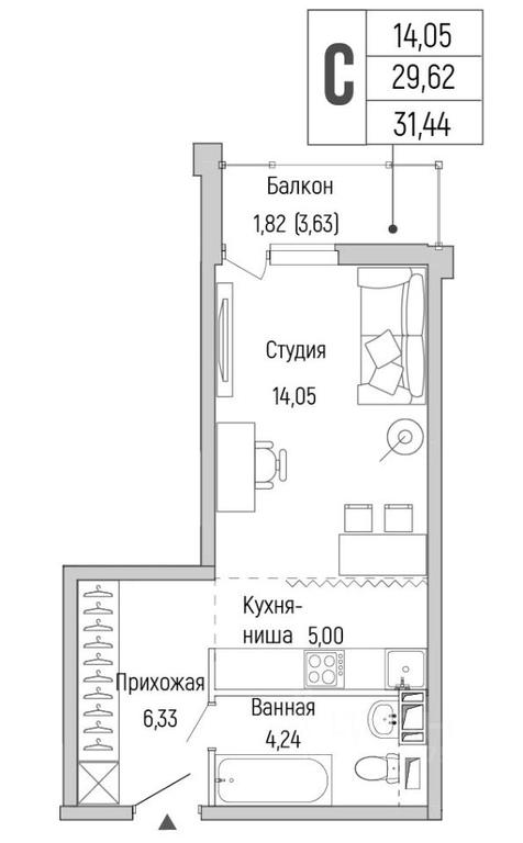 Apartment Sale, 31.44平方米 at Бузланово, Krasnogorsk Urban District, Moscow Region, Russia #1 Apartment Sale, 31.44平方米 at Бузланово, Krasnogorsk Urban District, Moscow Region, Russia #1