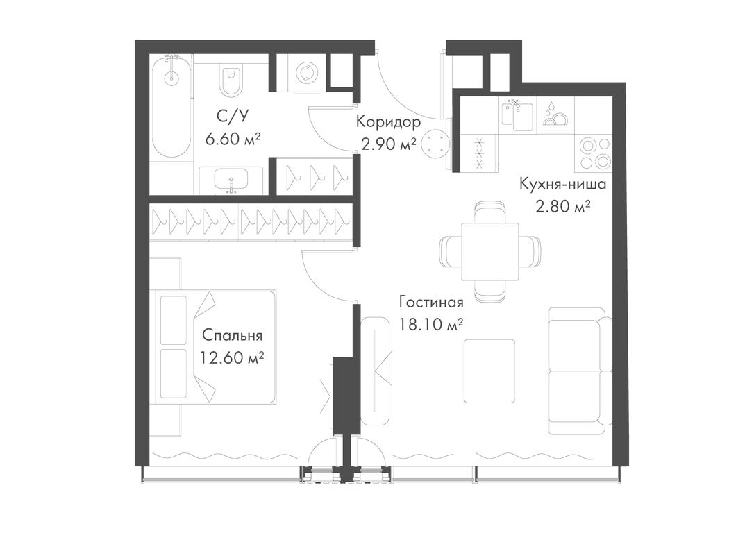 1-BD Apartment Sale, 43 sq. m. at Slava, Leningradskiy Avenue, 8с10, Moscow, Russia #1