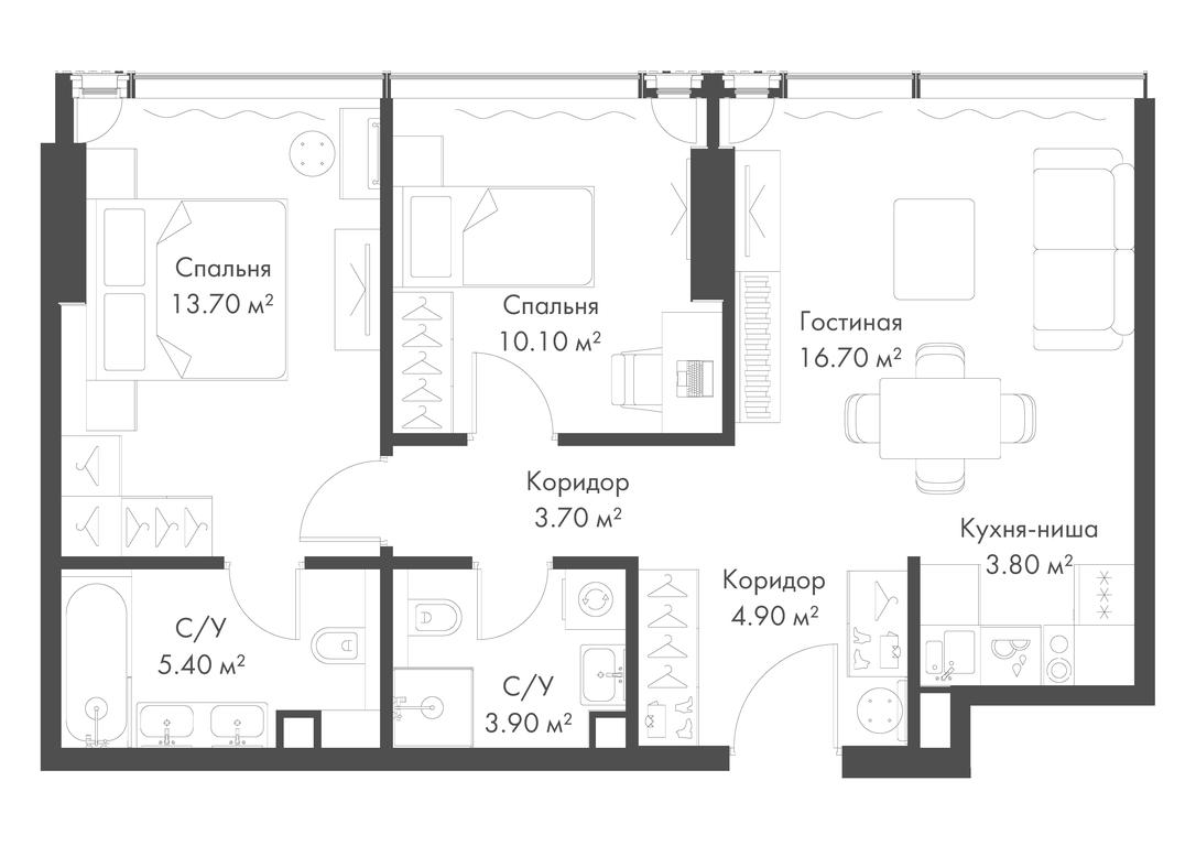 2-BD Apartment Sale, 62.2平方米 at Slava, Leningradskiy Avenue, 8с10, Moscow, Russia #1 2-BD Apartment Sale, 62.2平方米 at Slava, Leningradskiy Avenue, 8с10, Moscow, Russia #1