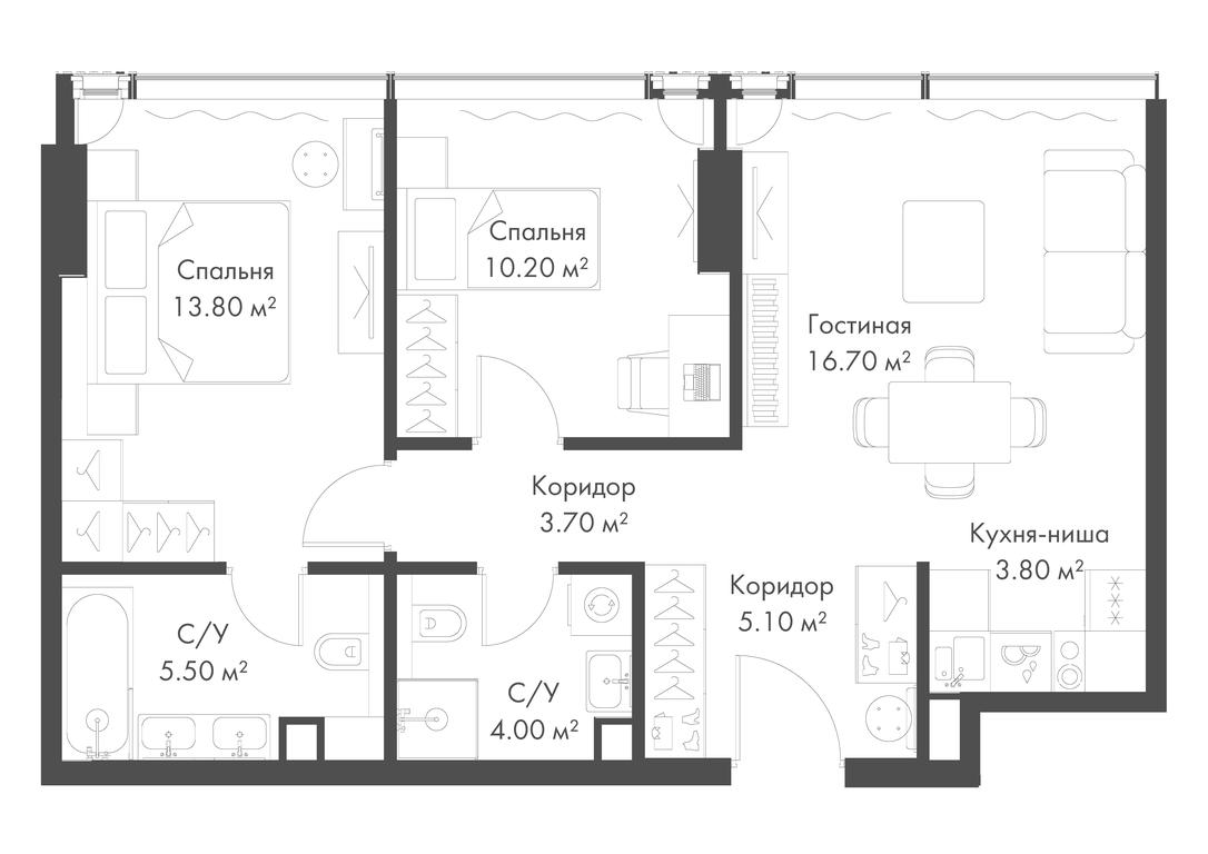 2-BD Apartment Sale, 62.8 sq. m. at Slava, Leningradskiy Avenue, 8с10, Moscow, Russia #1 2-BD Apartment Sale, 62.8 sq. m. at Slava, Leningradskiy Avenue, 8с10, Moscow, Russia #1