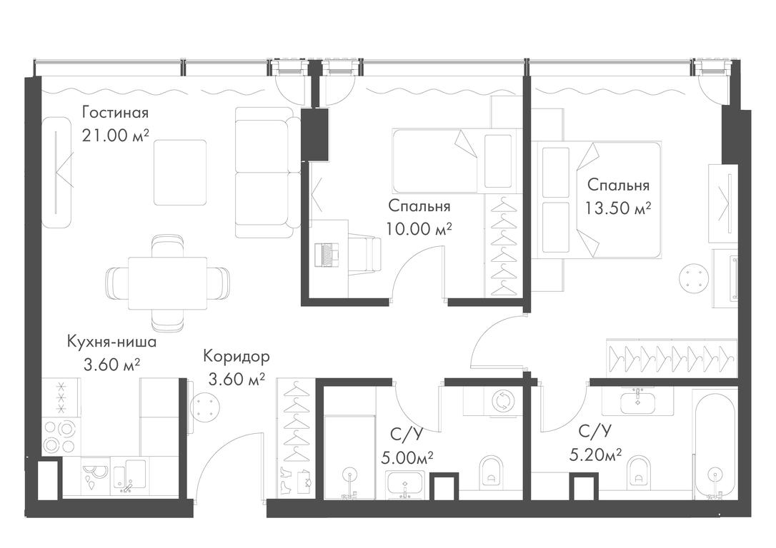 2-BD Apartment Sale, 61.9平方米 at Slava, Leningradskiy Avenue, 8с10, Moscow, Russia #1 2-BD Apartment Sale, 61.9平方米 at Slava, Leningradskiy Avenue, 8с10, Moscow, Russia #1