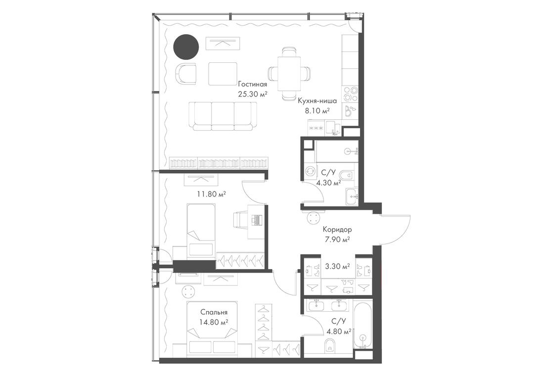 2-BD Apartment Sale, 80.3 sq. m. at Slava, Leningradskiy Avenue, 8с10, Moscow, Russia #1 2-BD Apartment Sale, 80.3 sq. m. at Slava, Leningradskiy Avenue, 8с10, Moscow, Russia #1