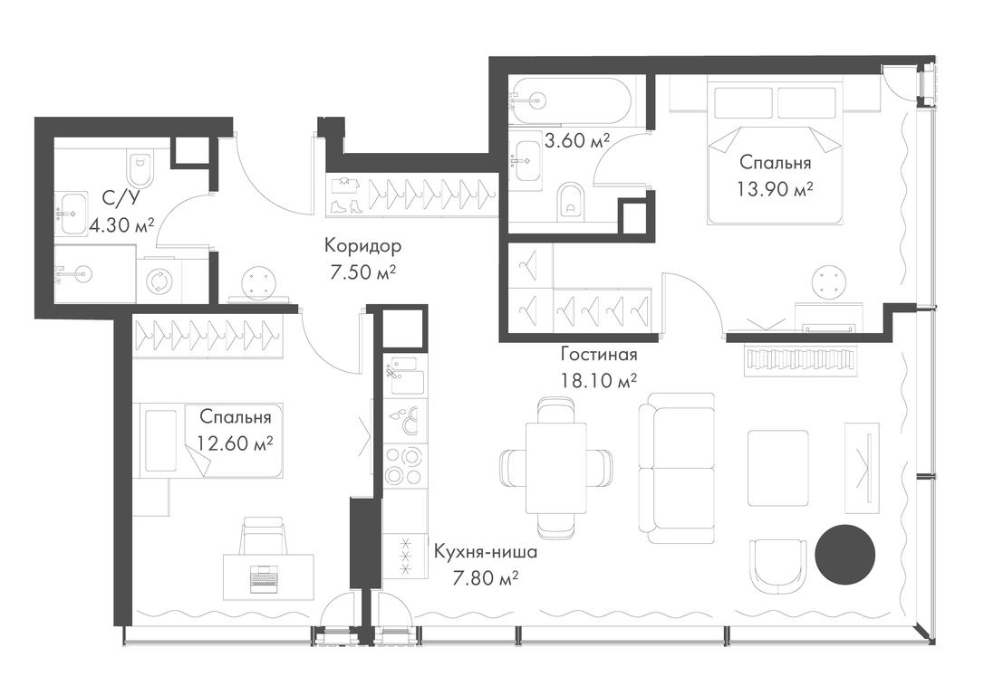 2-BD Apartment Sale, 67.8 sq. m. at Slava, Leningradskiy Avenue, 8с10, Moscow, Russia #1 2-BD Apartment Sale, 67.8 sq. m. at Slava, Leningradskiy Avenue, 8с10, Moscow, Russia #1
